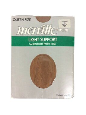 Merville Supreme Pantyhose Queen Size 2X Light Support Sandalfoot Palm Beige
